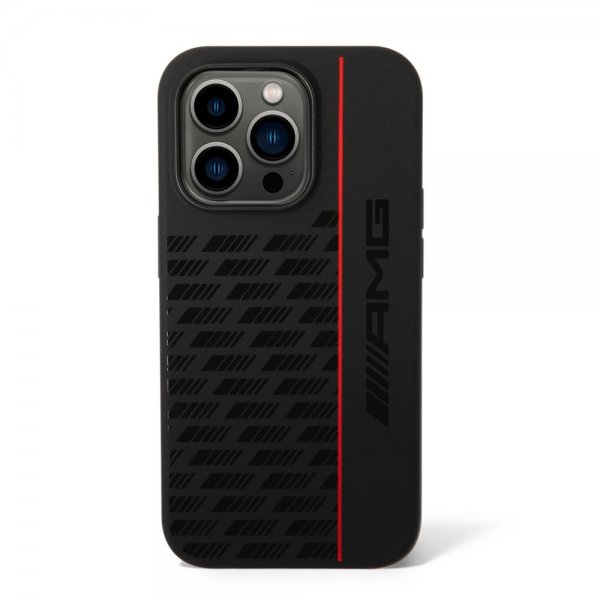 AMG iPhone 14 Pro Skal Liquid Silicone Carbon Pattern Svart