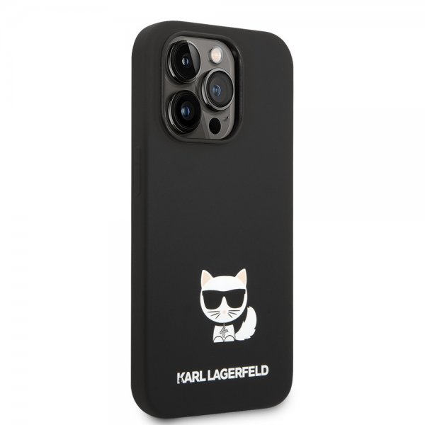 Karl Lagerfeld iPhone 14 Pro Skal Liquid Silicone Choupette Svart