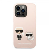 Karl Lagerfeld iPhone 14 Pro Skal Liquid Silicone Karl & Choupette MagSafe Rosa