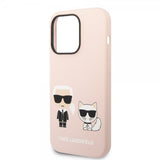 Karl Lagerfeld iPhone 14 Pro Skal Liquid Silicone Karl & Choupette MagSafe Rosa