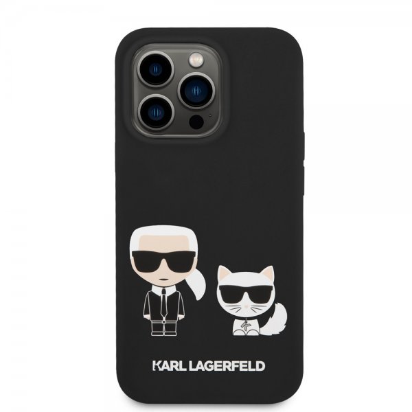 Karl Lagerfeld iPhone 14 Pro Skal Liquid Silicone Karl & Choupette MagSafe Svart