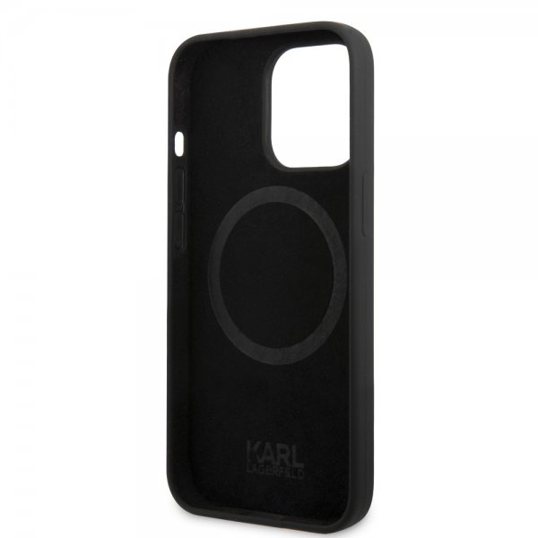 Karl Lagerfeld iPhone 14 Pro Skal Liquid Silicone Karl & Choupette MagSafe Svart
