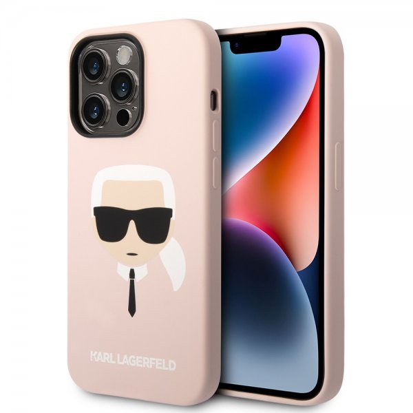 Karl Lagerfeld iPhone 14 Pro Skal Liquid Silicone Karl MagSafe Rosa