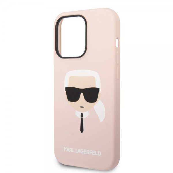 Karl Lagerfeld iPhone 14 Pro Skal Liquid Silicone Karl MagSafe Rosa