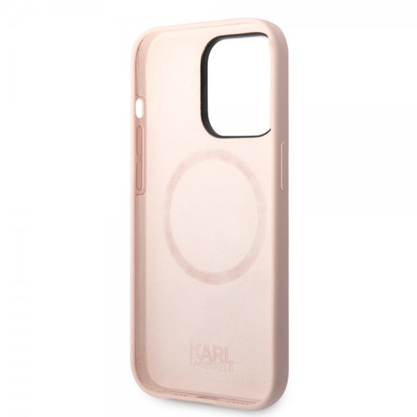 Karl Lagerfeld iPhone 14 Pro Skal Liquid Silicone Karl MagSafe Rosa