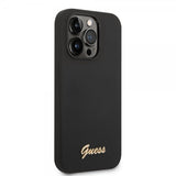 Guess iPhone 14 Pro Skal Liquid Silicone Metal Logo Svart