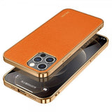 Sulada iPhone 14 Pro Skal Litchimönster Pläterad Kant Orange