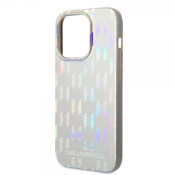 Karl Lagerfeld iPhone 14 Pro Skal Monogram Iridescent Silver