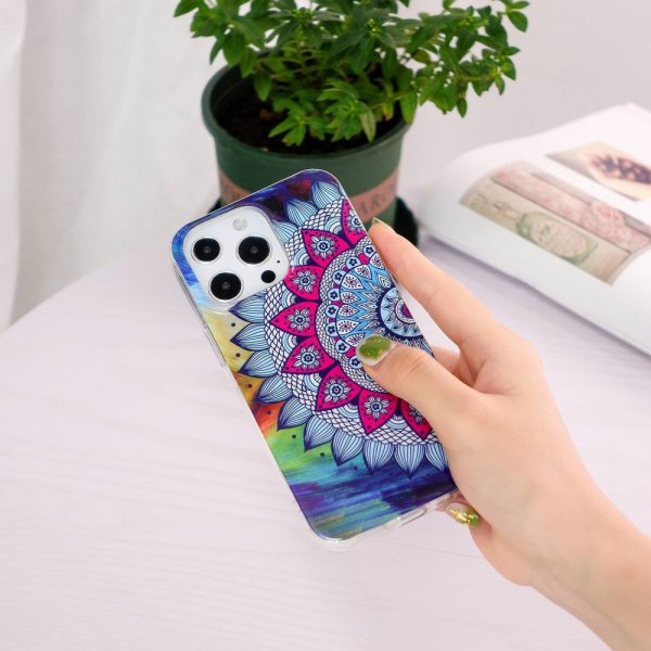 iPhone 14 Pro Skal Motiv Blå Mandala