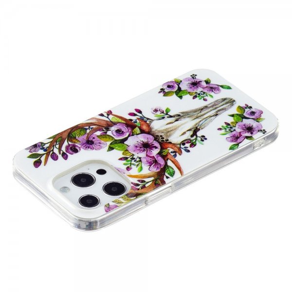 iPhone 14 Pro Skal Motiv Blommor och Hjort