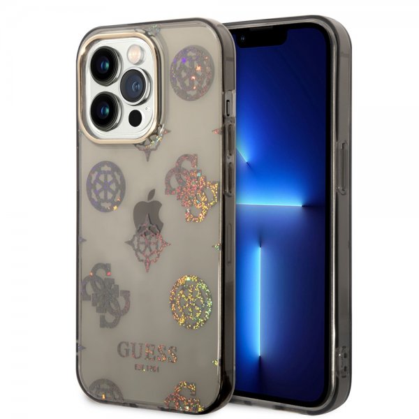 Guess iPhone 14 Pro Skal Peony Glitter Svart