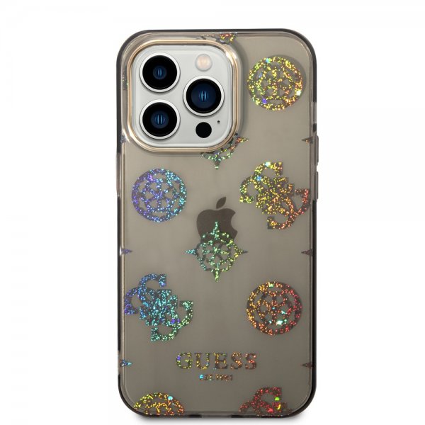 Guess iPhone 14 Pro Skal Peony Glitter Svart