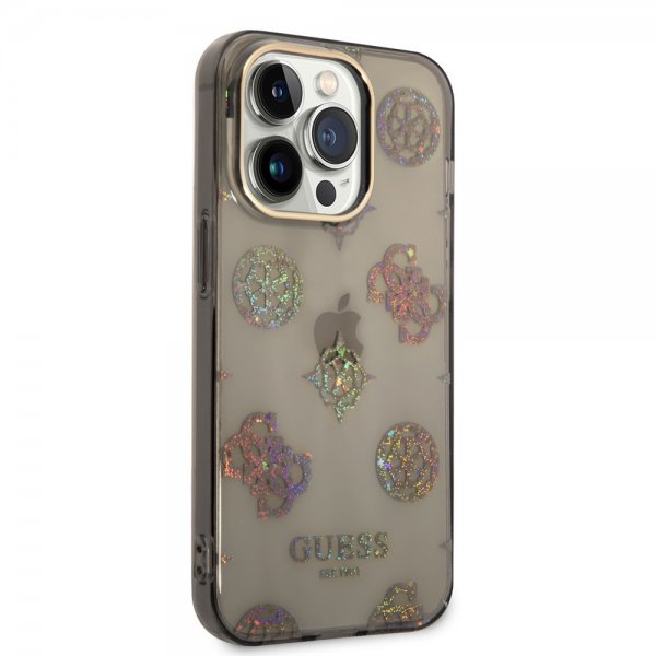 Guess iPhone 14 Pro Skal Peony Glitter Svart