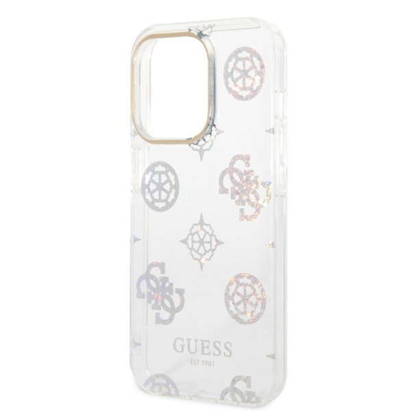 Guess iPhone 14 Pro Skal Peony Glitter Vit