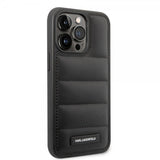 Karl Lagerfeld iPhone 14 Pro Skal Quilted Nylon Puffy Case Logo Plate Svart