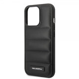 Karl Lagerfeld iPhone 14 Pro Skal Quilted Nylon Puffy Case Logo Plate Svart