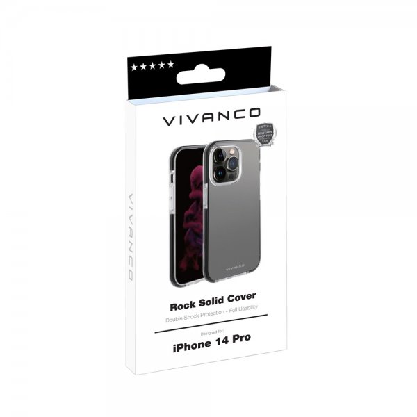 Vivanco iPhone 14 Pro Skal Rock Solid Svart Klar