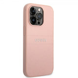 Guess iPhone 14 Pro Skal Saffiano Metal Logo Stripes Rosa