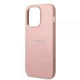Guess iPhone 14 Pro Skal Saffiano Metal Logo Stripes Rosa