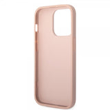 Guess iPhone 14 Pro Skal Saffiano Metal Logo Stripes Rosa
