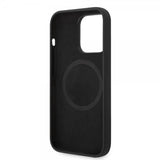 Guess iPhone 14 Pro Skal Silicone Metal Plate MagSafe Svart