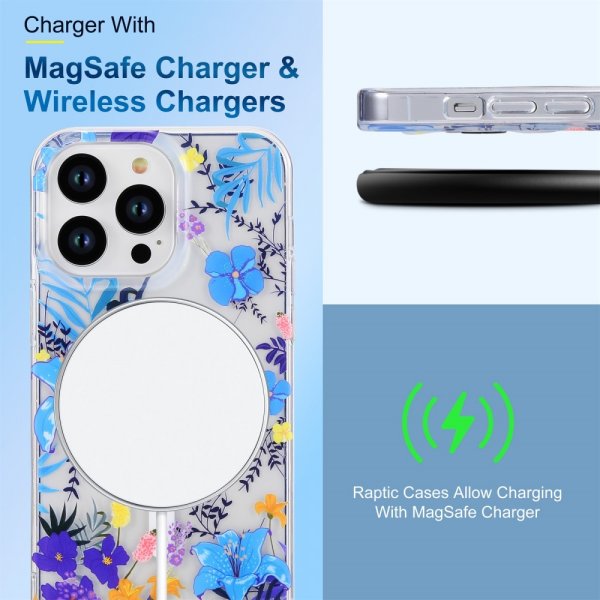 iPhone 14 Pro Skal Spring Series MagSafe Lila Blommor