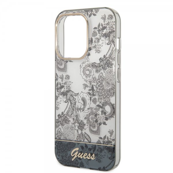 Guess iPhone 14 Pro Skal Toile de Jouy Grå