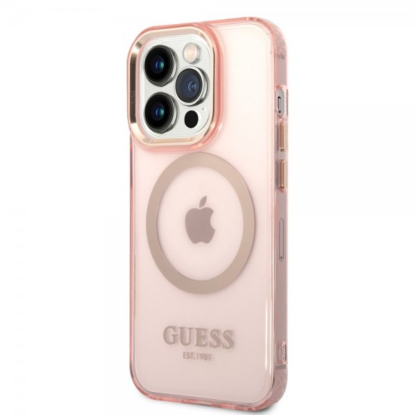 Guess iPhone 14 Pro Skal Translucent MagSafe Rosa