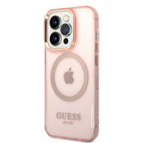Guess iPhone 14 Pro Skal Translucent MagSafe Rosa