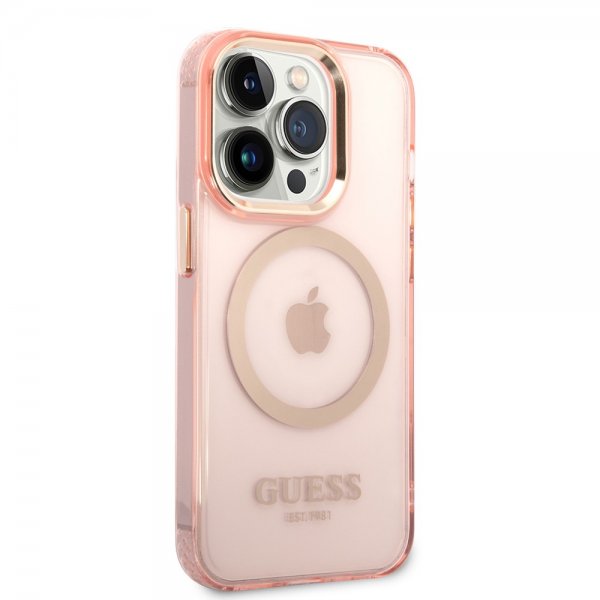Guess iPhone 14 Pro Skal Translucent MagSafe Rosa