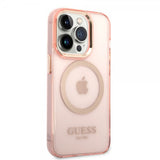 Guess iPhone 14 Pro Skal Translucent MagSafe Rosa