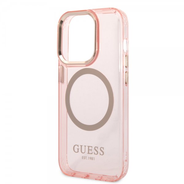 Guess iPhone 14 Pro Skal Translucent MagSafe Rosa