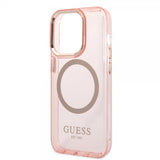 Guess iPhone 14 Pro Skal Translucent MagSafe Rosa