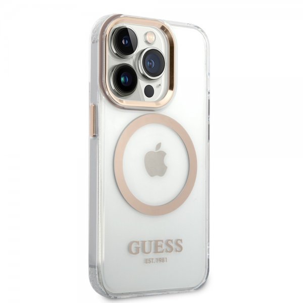 Guess iPhone 14 Pro Skal Transparent MagSafe Guld Transparent