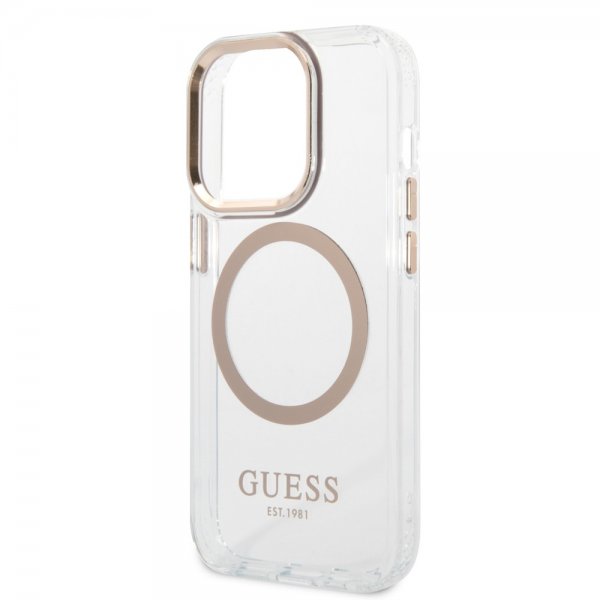 Guess iPhone 14 Pro Skal Transparent MagSafe Guld Transparent