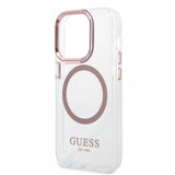 Guess iPhone 14 Pro Skal Transparent MagSafe Rosa Transparent