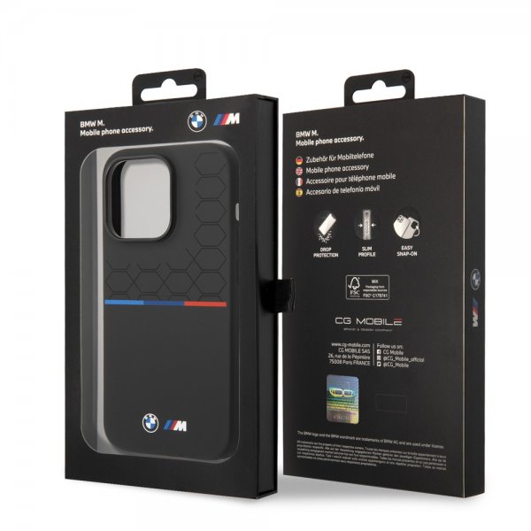BMW iPhone 14 Pro Skal Tricolor Line & Logo Svart