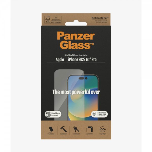 PanzerGlass iPhone 14 Pro Skärmskydd Ultra-Wide Fit EasyAligner