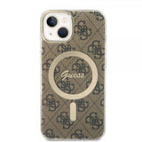 Guess iPhone 14 Skal 4G Pattern MagSafe Brun