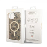 Guess iPhone 14 Skal 4G Pattern MagSafe Brun
