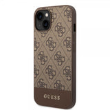 Guess iPhone 14 Skal Bottom Stripe Metal Logo Brun