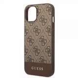 Guess iPhone 14 Skal Bottom Stripe Metal Logo Brun