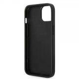 Guess iPhone 14 Skal Bottom Stripe Metal Logo Grå