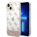 Guess iPhone 14 Skal Bottom Stripe Script Logo Rosa