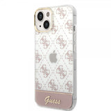 Guess iPhone 14 Skal Bottom Stripe Script Logo Rosa