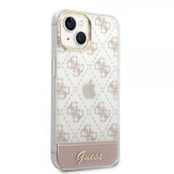 Guess iPhone 14 Skal Bottom Stripe Script Logo Rosa