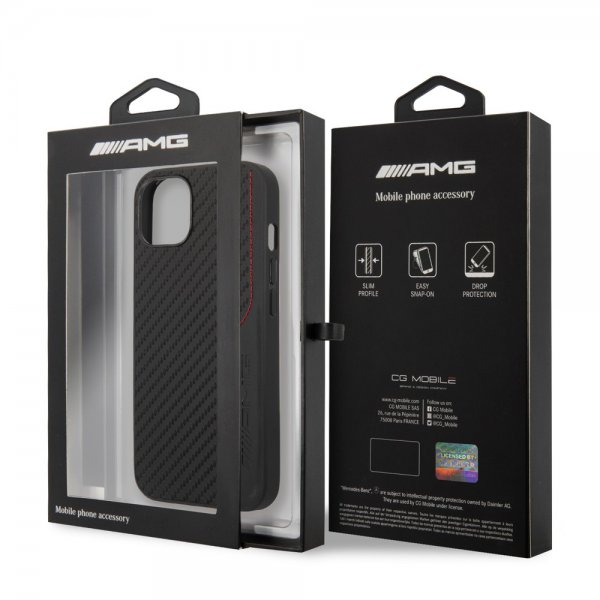 AMG iPhone 14 Skal Carbon Effect Stamped Logo Svart