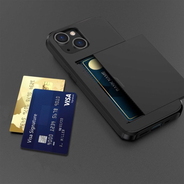 iPhone 14 Skal Card Slide Svart