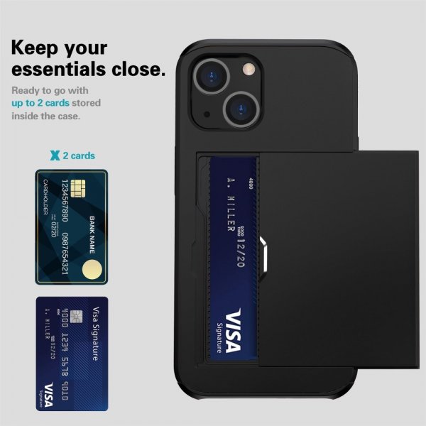 iPhone 14 Skal Card Slide Svart