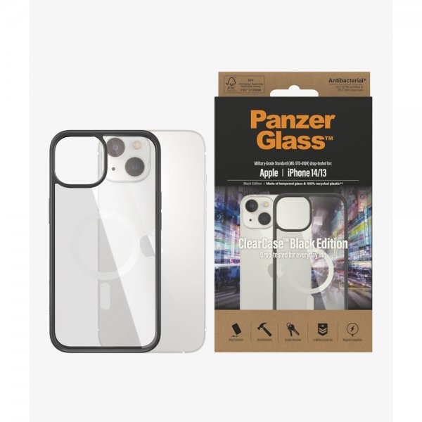PanzerGlass iPhone 13/iPhone 14 Skal ClearCase Black Edition MagSafe